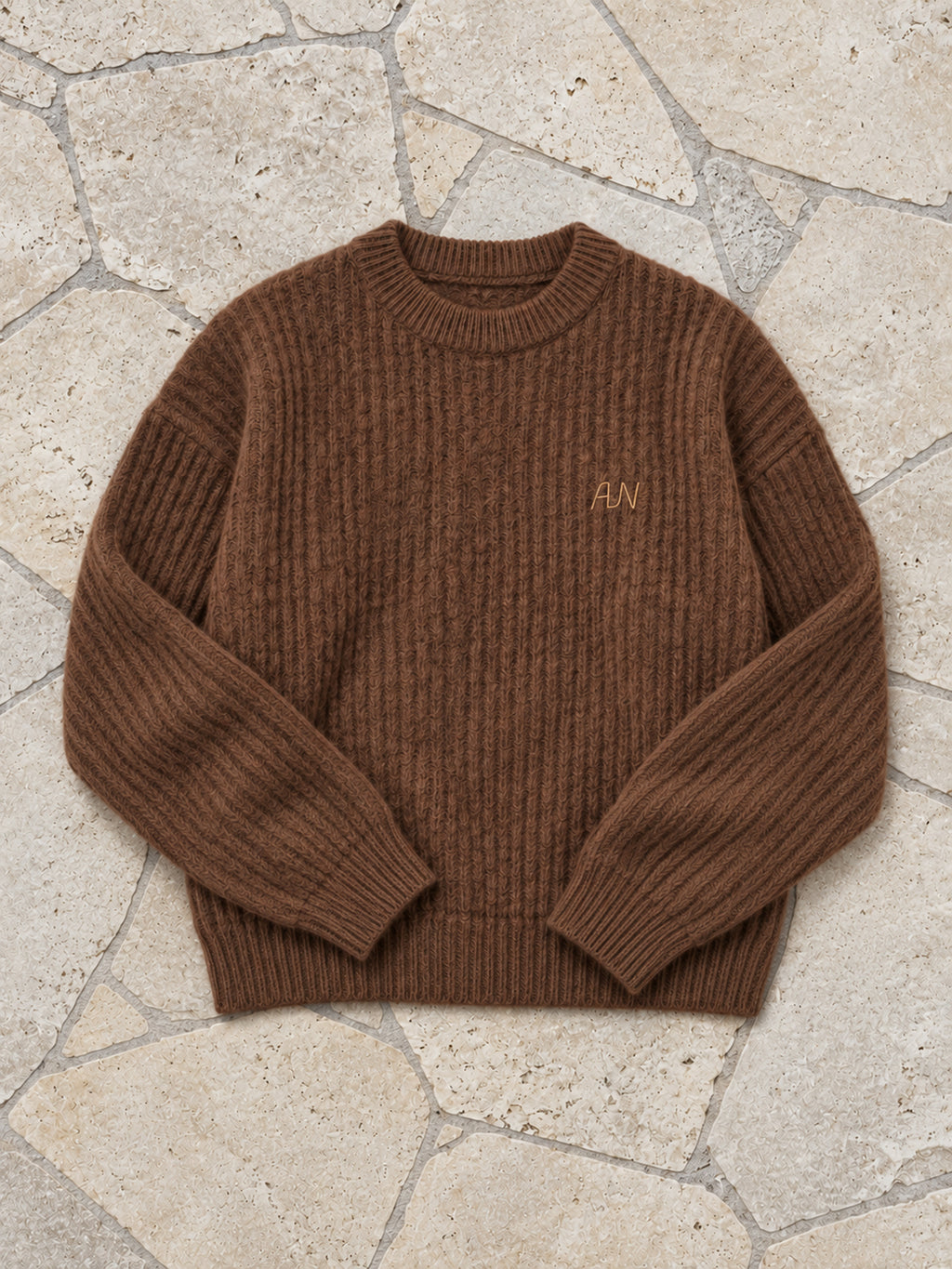 Fuzzy Crew Knit - Chocolate Brown