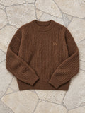 Fuzzy Crew Knit - Chocolate Brown