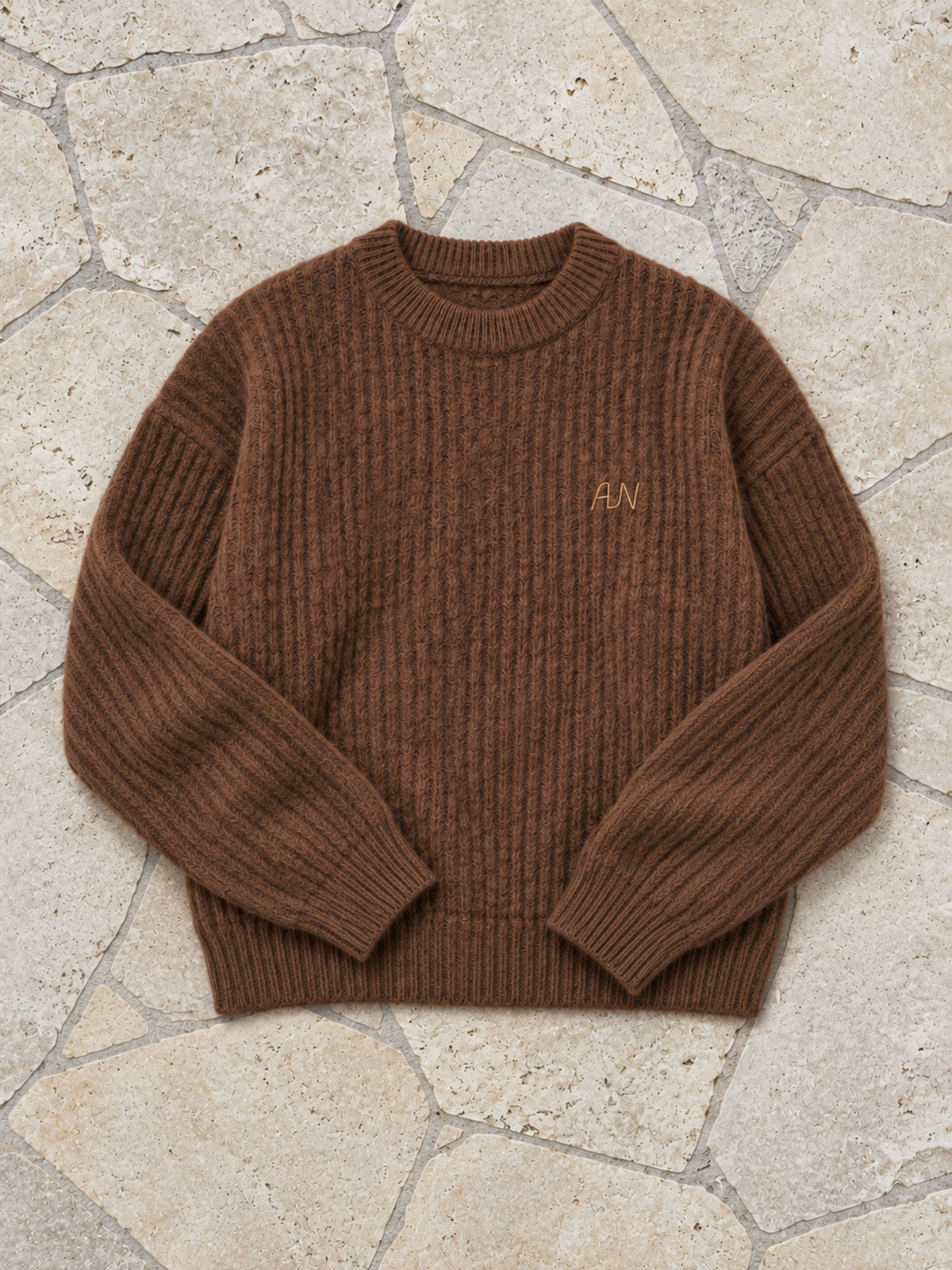 Fuzzy Crew Knit - Chocolate Brown