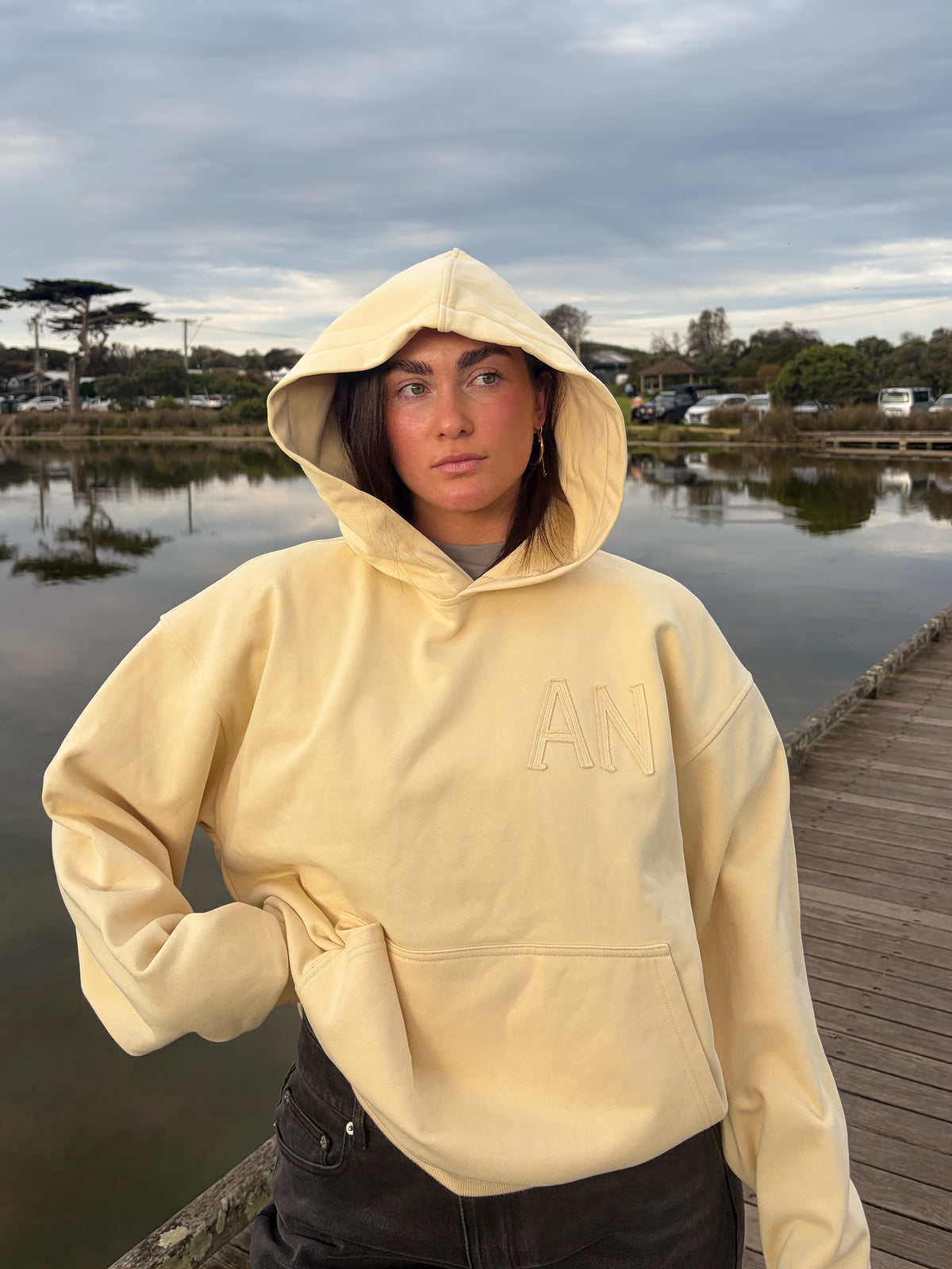 Applique Hoodie - Butter Yellow