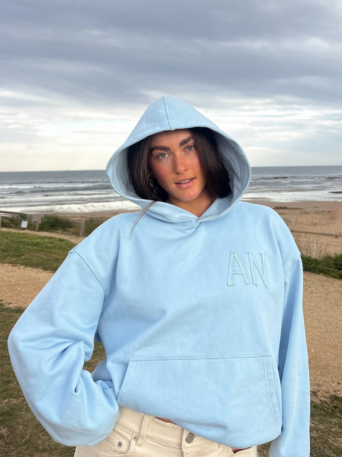 Applique Hoodie - Sky Blue