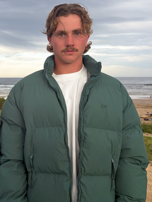 Cropped Puffer - Forrest Green