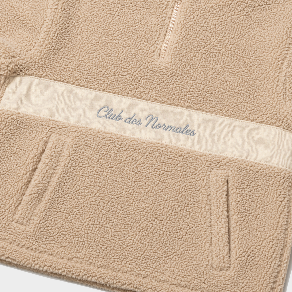 Teddy Cropped Quarter Zip - Beige