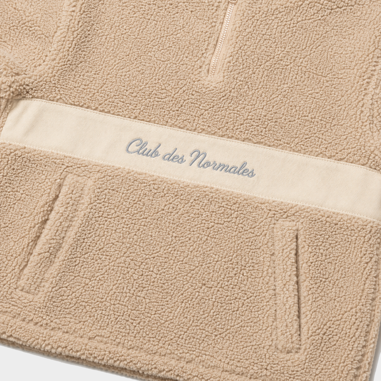 Teddy Cropped Quarter Zip - Beige