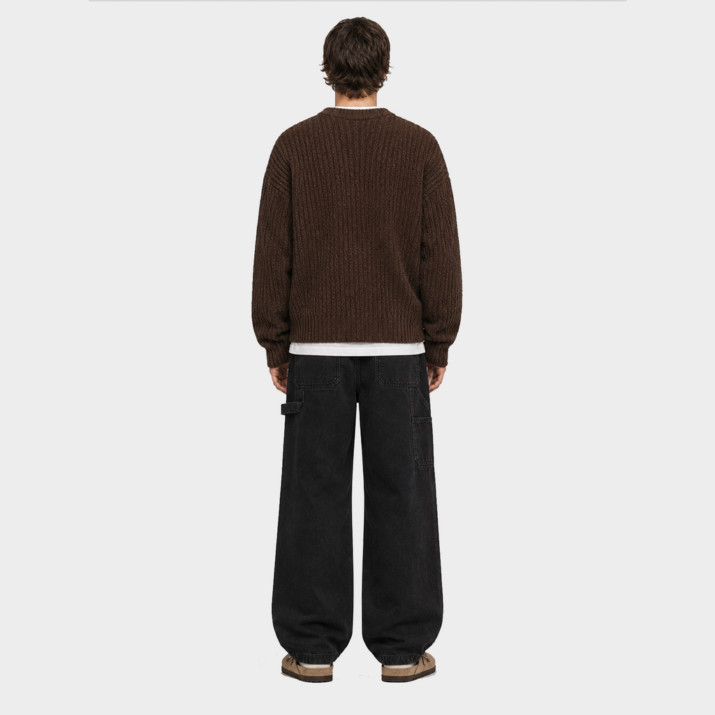 Fuzzy Crew Knit - Chocolate Brown