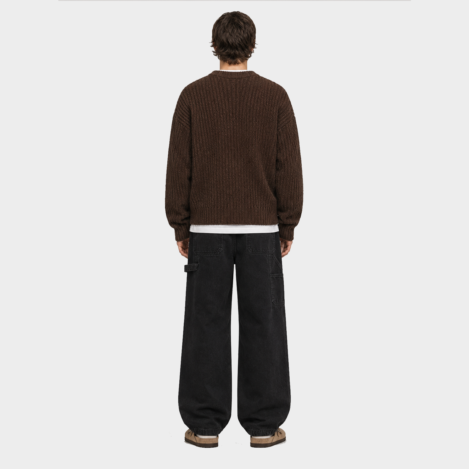 Fuzzy Crew Knit - Chocolate Brown