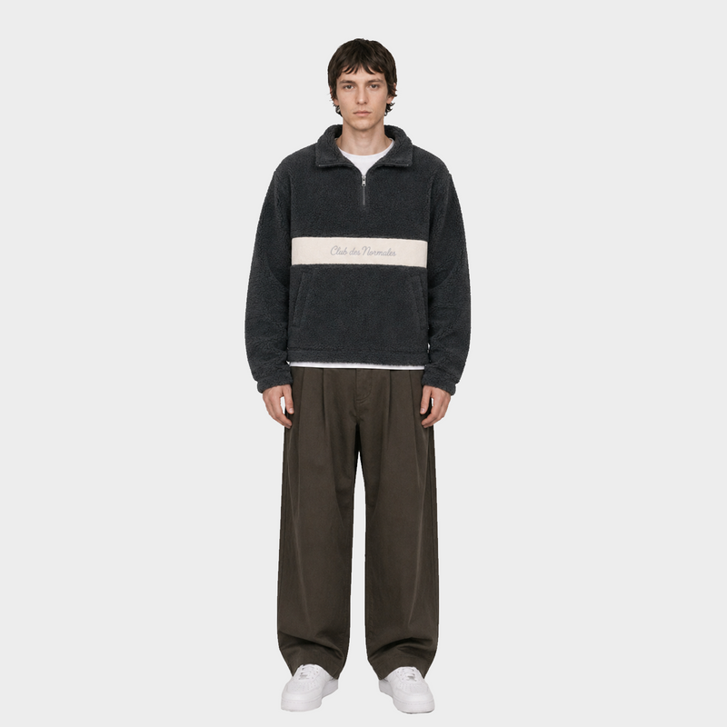 Teddy Cropped Quarter Zip - Grey