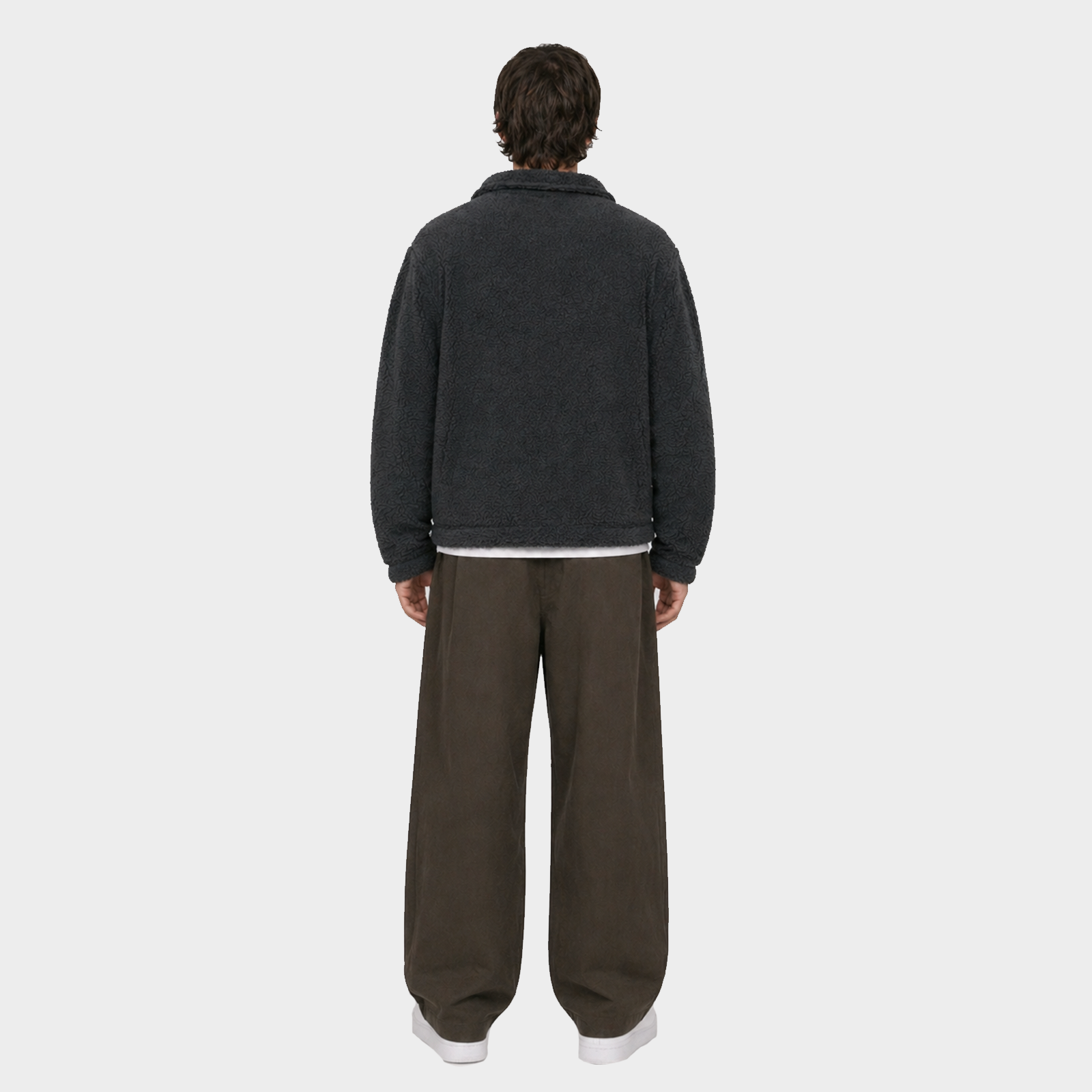 Teddy Cropped Quarter Zip - Grey