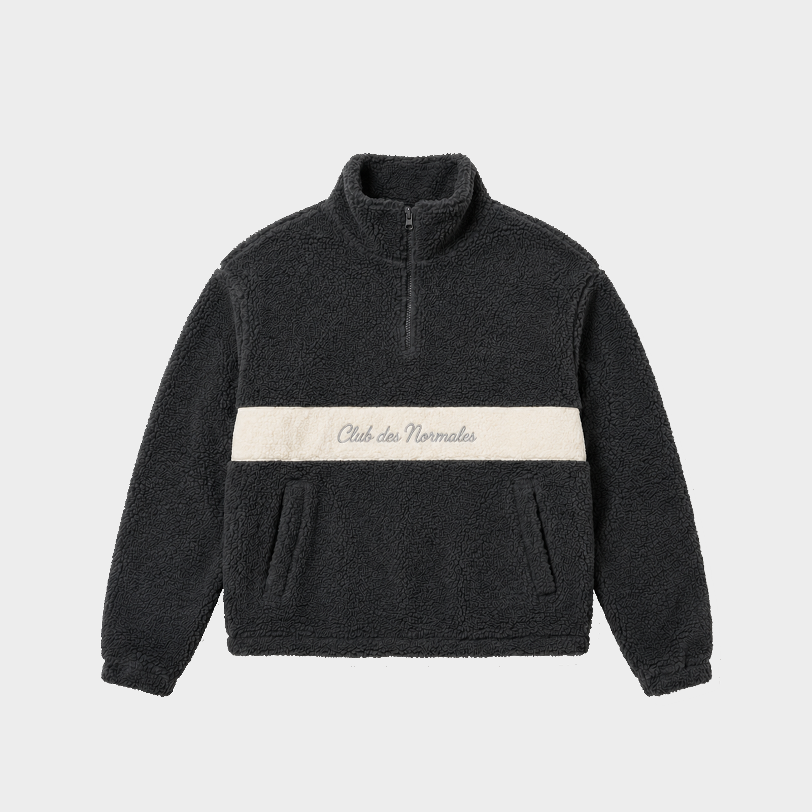 Teddy Cropped Quarter Zip - Grey