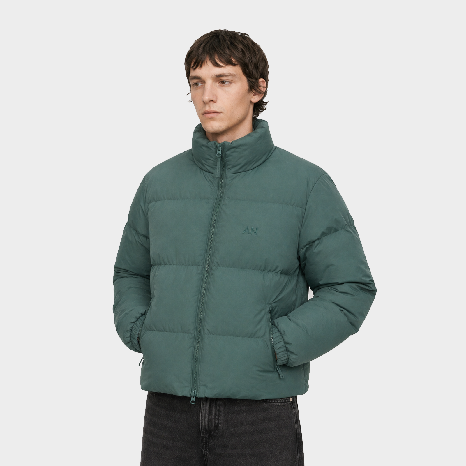 Cropped Puffer - Forrest Green
